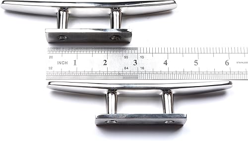 Miniatura 6 de Mxeol Tacos de muelle de barco de acero inoxidable marino con parte superior plana y bajo amarre de 2 agujeros (par)