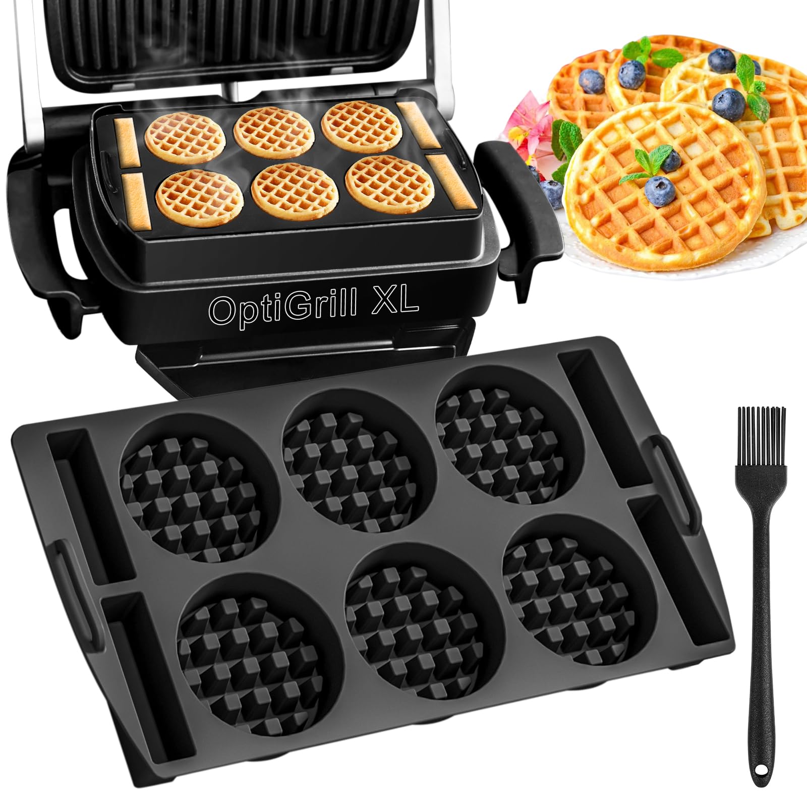 Plaques à gaufres Tefal OptiGrill XL, 4 en 1, Elite, Plus+, gaufrier belge, insert gaufré, pinceau silicone