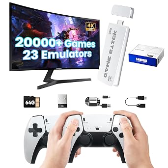 Wireless Retro Game Console,Plug and Play Video Retro Gaming Console with Built-in 20000+ Games and Dual 2.4G Wireless Controller Gamepad, 4K HDMI Output Classic TV Video Games