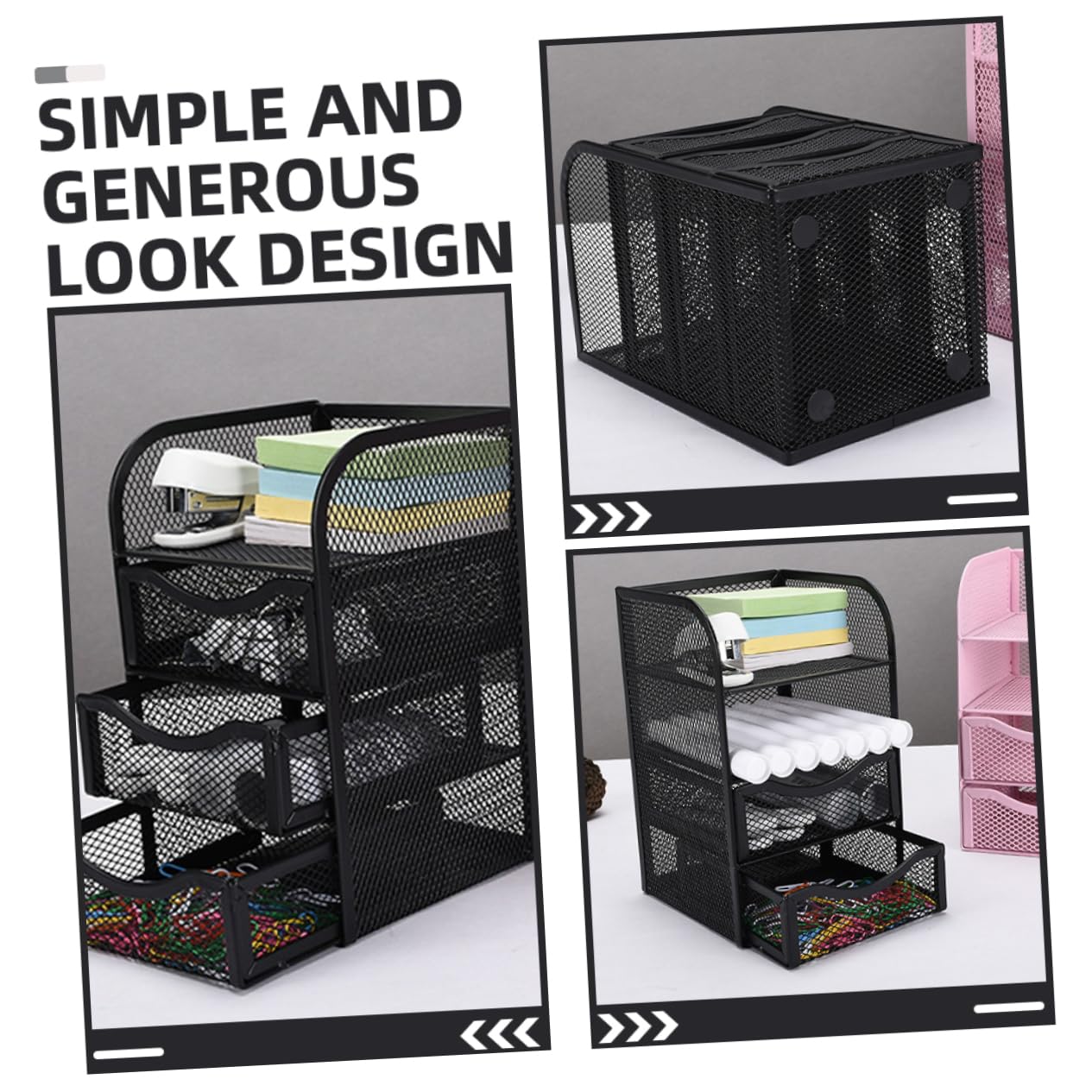 NUOBESTY Organizador De Escritorio Multiusos De Tres Contenedor Para Archivos y Material De Oficina Para Clasificar Documentos Papelería y Cosméticos Diseño Práctico