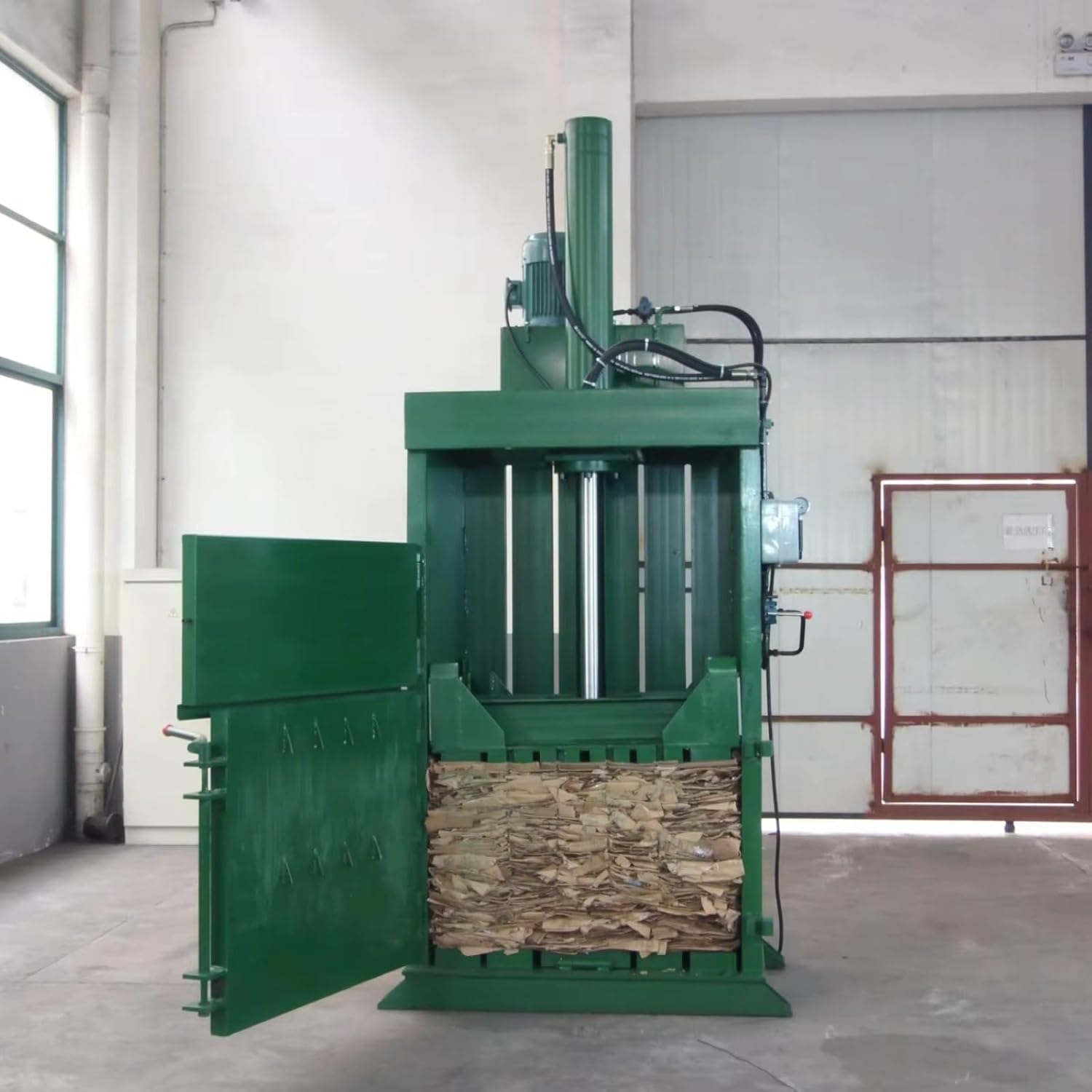 Heavy Duty Hydraulic Baler Machine for Paper Cardboard & PET Bottles Large Hopper & Fast Cycling in Warehouses & Recycling Centers, Built for Industrial Facilities