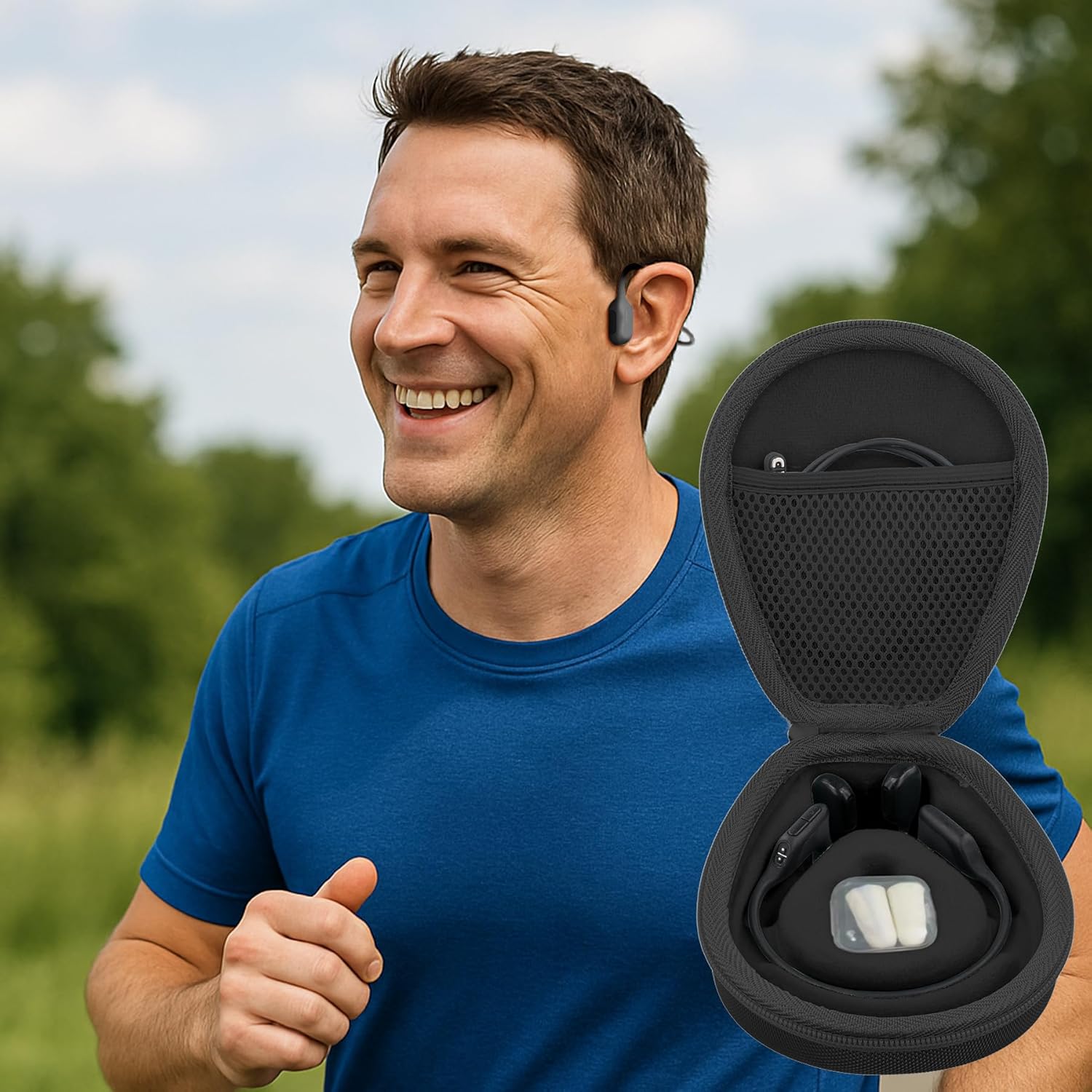 co2CREA Hard Case for SHOKZ New OpenRun Pro 2/1/Mini, OpenRun Standard/Mini, OpenMove, OpenSwim Pro, OpenSwim, Compatible with All SHOKZ Open-Ear Bone Conduction Sport Headphones, Black Case - Image 9