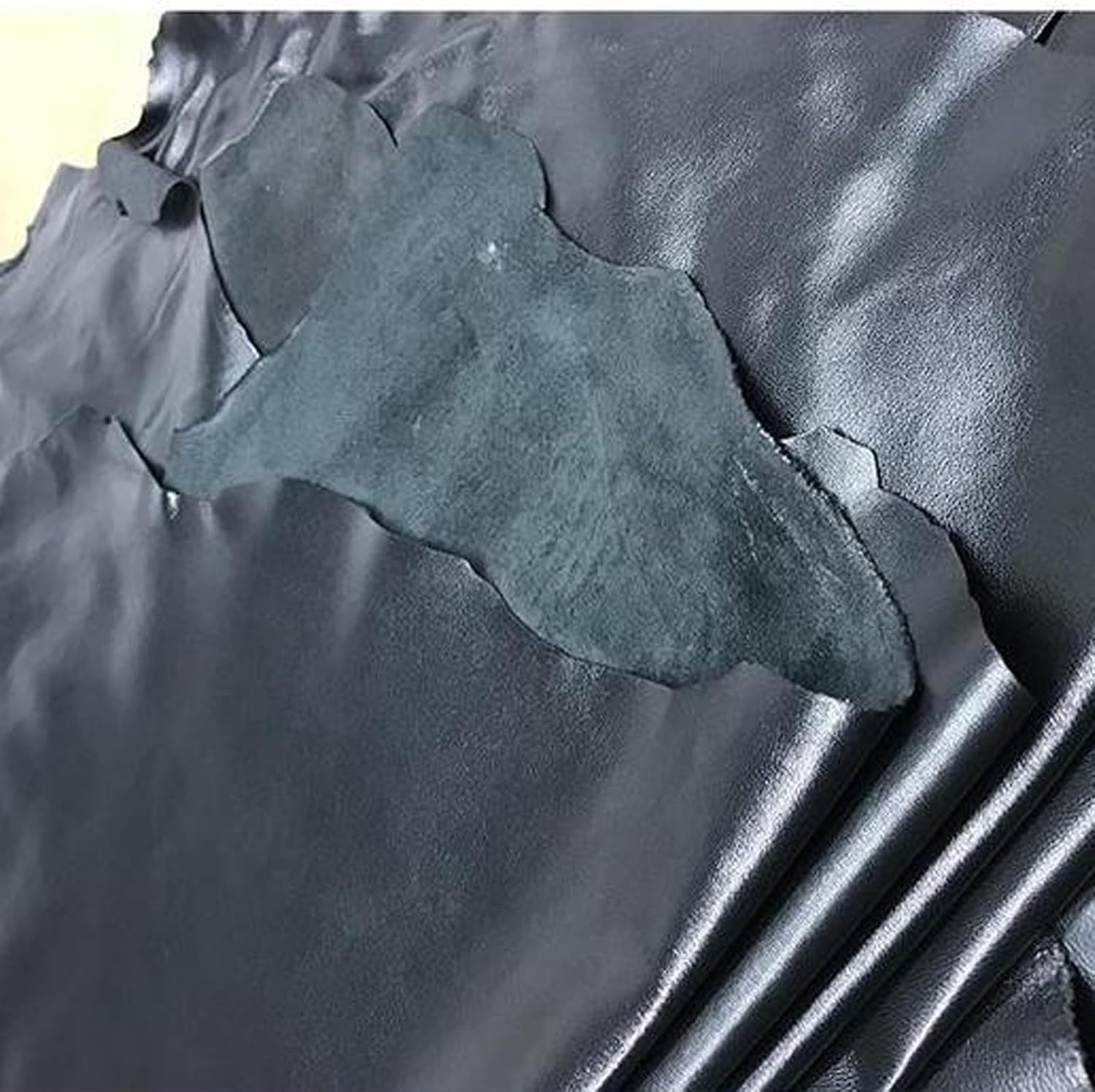 Black Sheepskin Hide – Full Grain, Thin & Soft Genuine Hide for Upholstery, Crafting, and DIY – Premium Chrome-Tanned Sheepskin Sheets (8-10 Square feet)