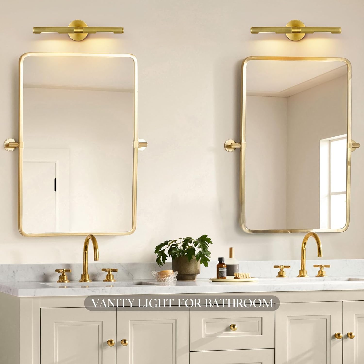 Hard-wired Knurled Picture Light, 19in Brass Picture Light for Wall, Dimmable Gold Art Lights, Rotatable 360° Sconce for Pictures Frame, Painting Wall Lights, Bathroom Wall Sconce, E12 Bulbs Included