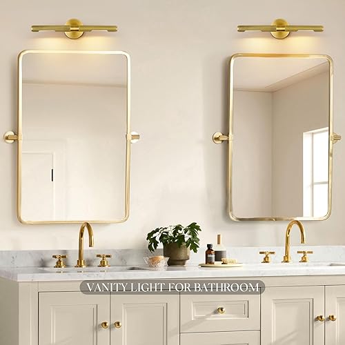 Miniatura 8 de Hard-wired Knurled Picture Light, 19in Brass Picture Light for Wall, Dimmable Gold Art Lights, Rotatable 360° Sconce for Pictures Frame, Painting