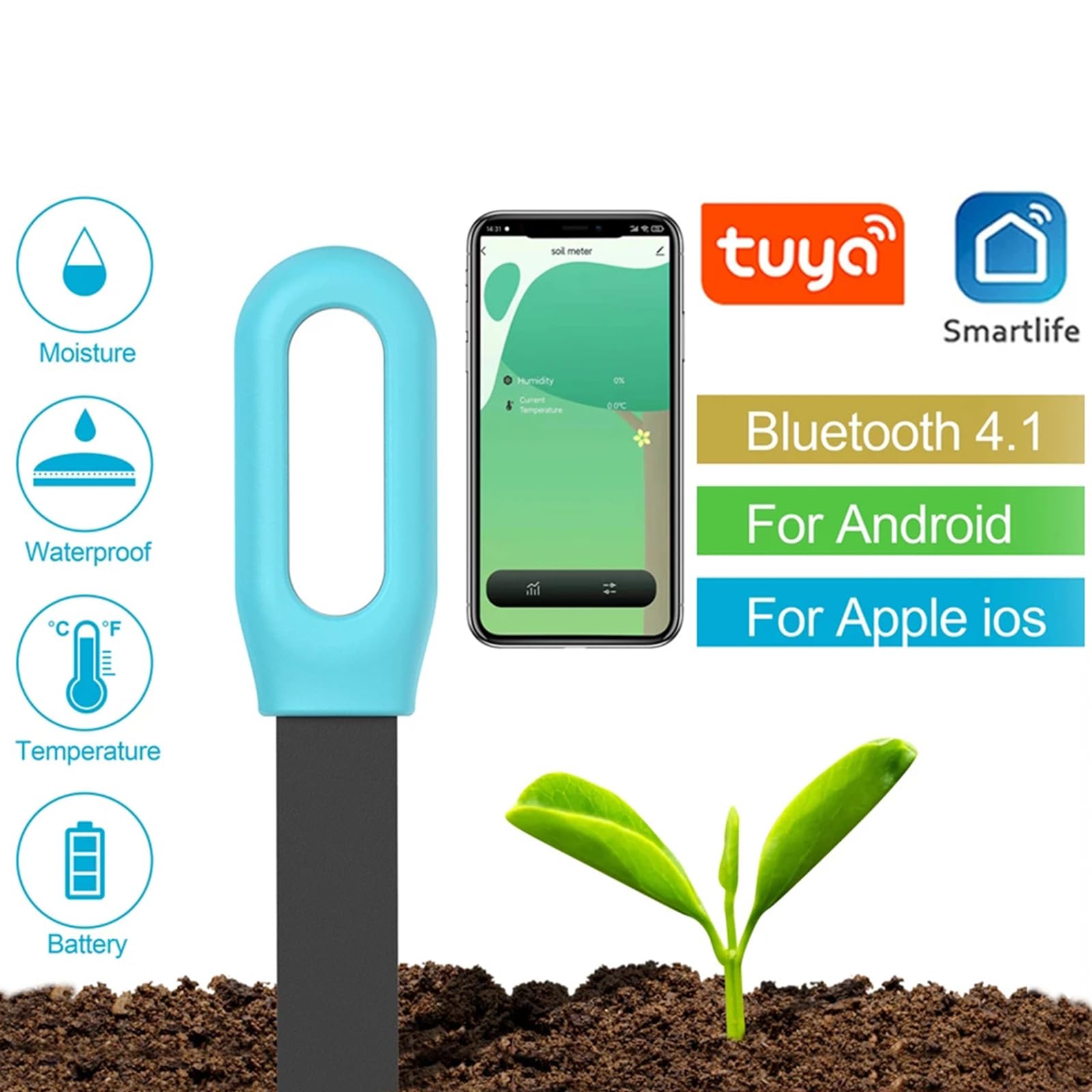 Tester di Suolo Smart Wifi Zigbee Bluetooth Umidità Temperatura Umidità