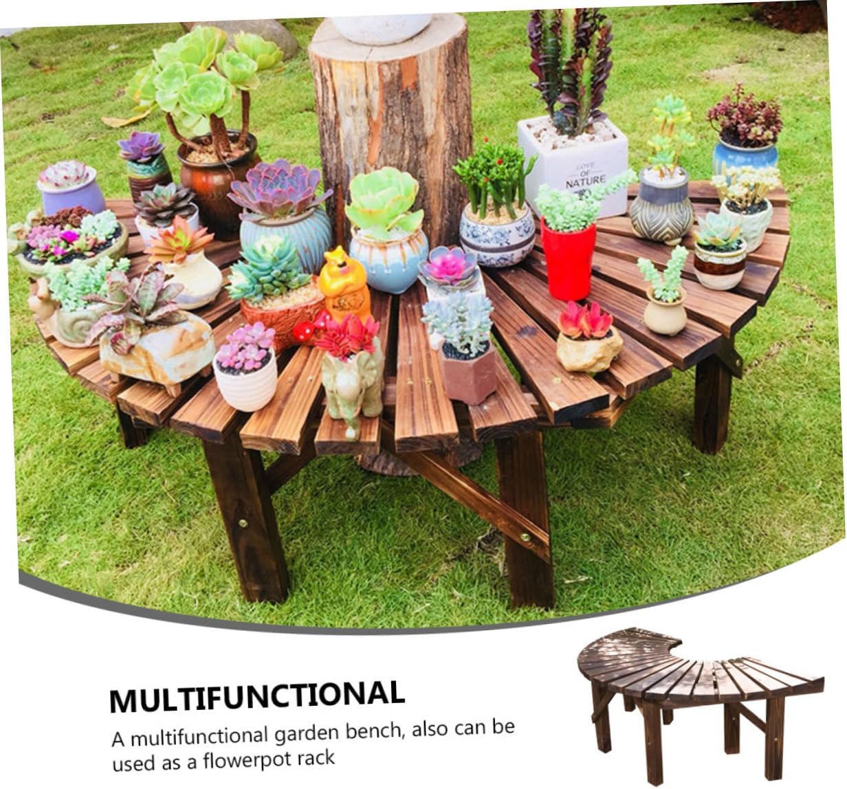 Outdoor Wooden Bench Multi-Purpose Storage Bench Flowerpot Holder Gardening