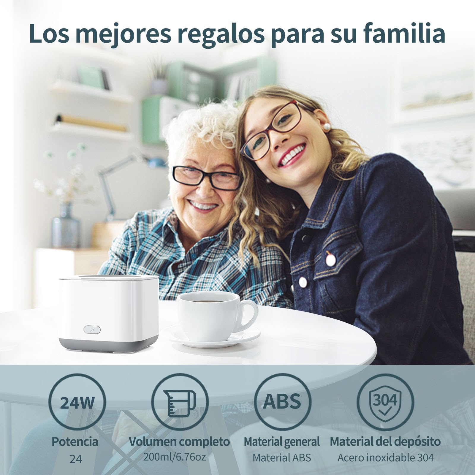 Limpiador Ultrasonidos Dental Limpieza, 43KHz Dental Pod Ultrasonic, Para Dentaduras Postizas, Alineadores, Retenedores, Cabezas de Cepillos de Dientes, Limpiador Ultrasónico Eficiente de 360°, 200ml