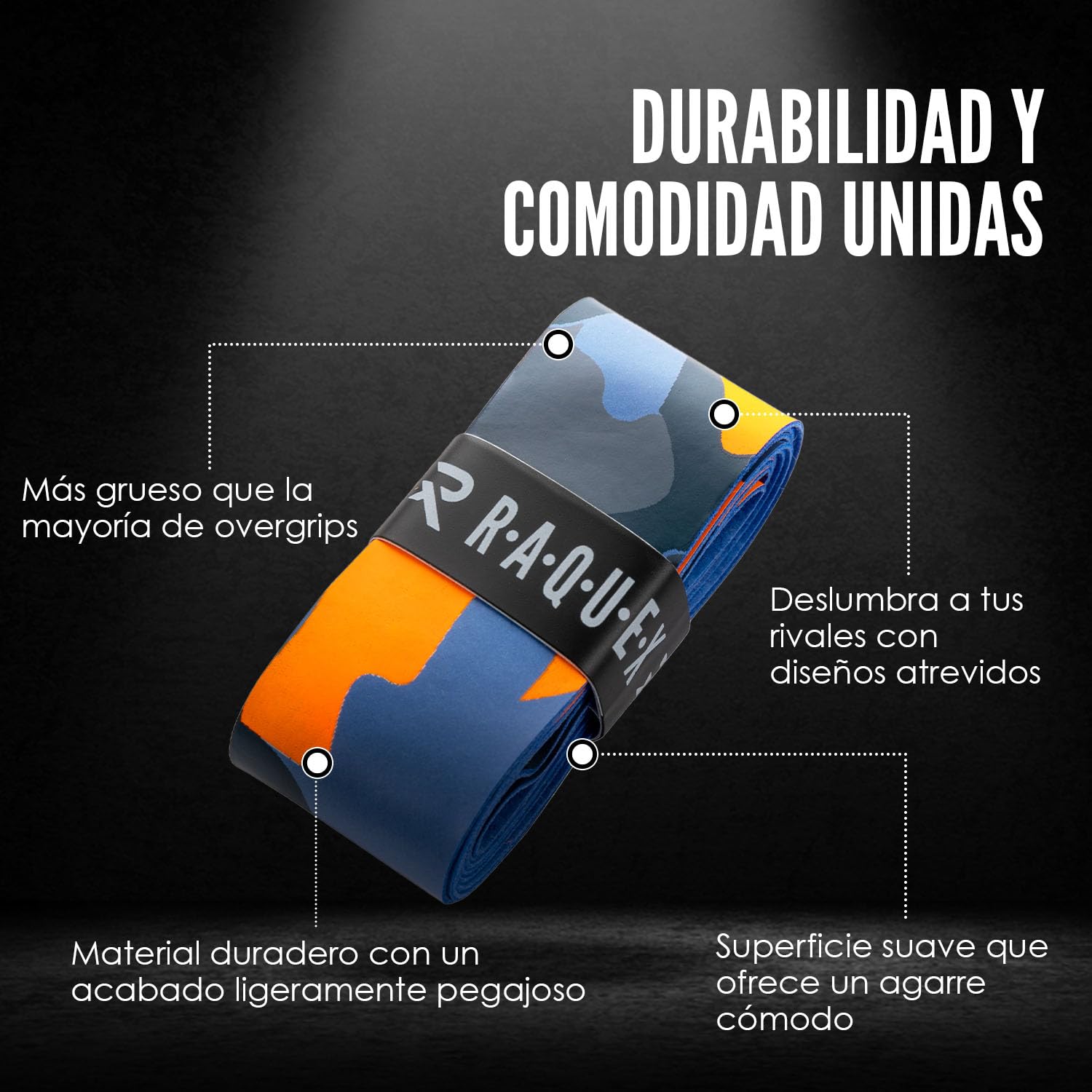 Raquex Evoke Overgrip - Over Grip para Raquetas de Padel, Tenis, bádminton y Squash. Paquete de 3 Grips