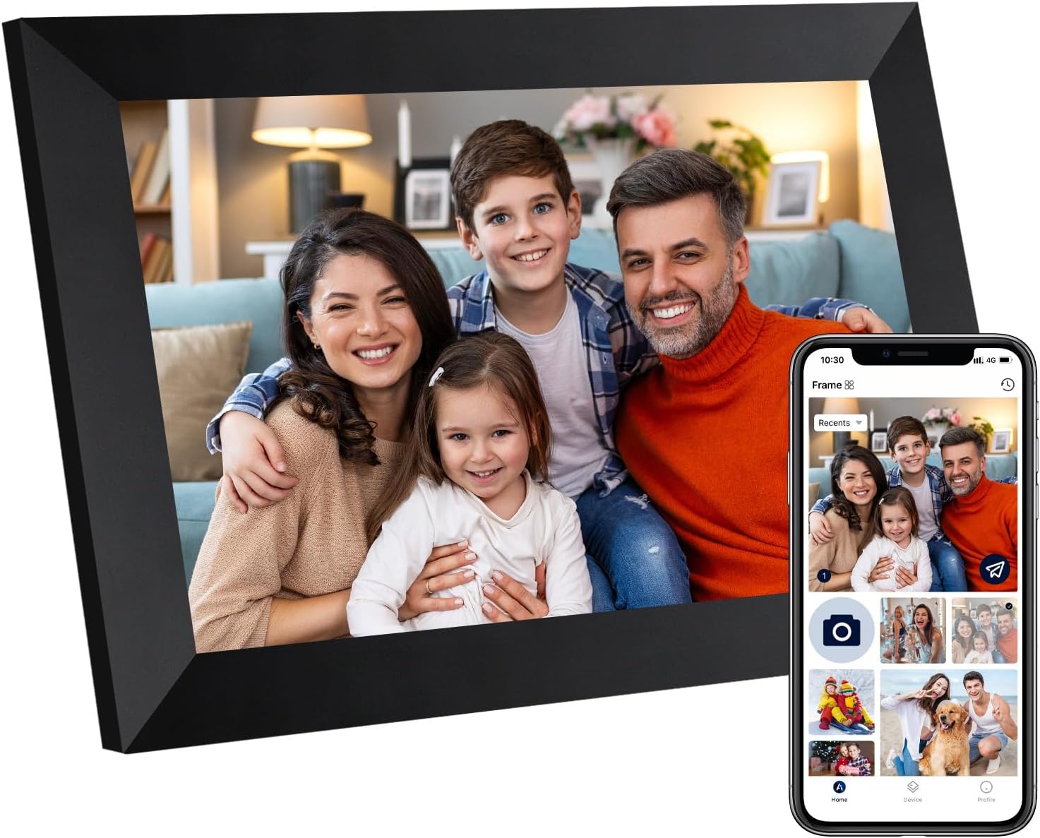 Anna Bella Digital Picture Frame 10.1 Inch IPS HD Touch Screen WiFi Smart Digital Photo Frame with 32GB Storage, Auto-Rotate, Easy Setup to Share Photos or Videos Remotely via AiMOR APP Black