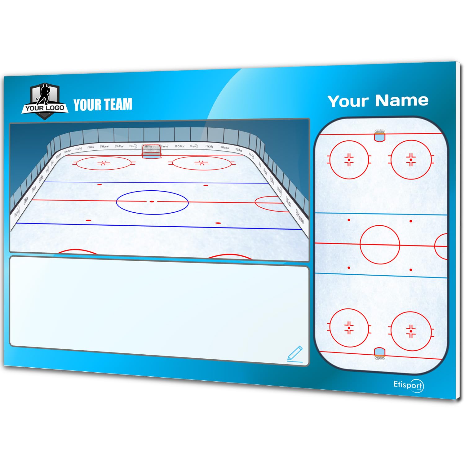 Pizarra táctica Hockey Hielo Entrenador Personalizada con Nombre y Escudo Club Tablero borrado seco