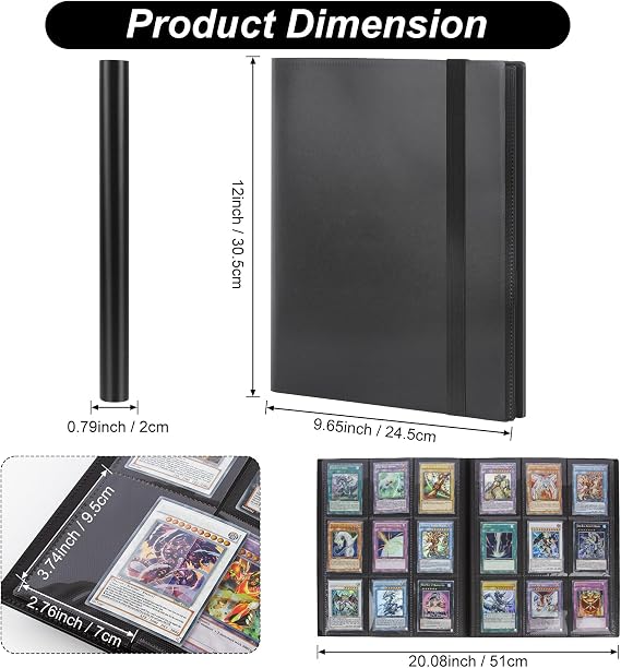 ECOSEAO 9-Pocket Trading Card Binder, 540 Pockets Trading Card Album, Black