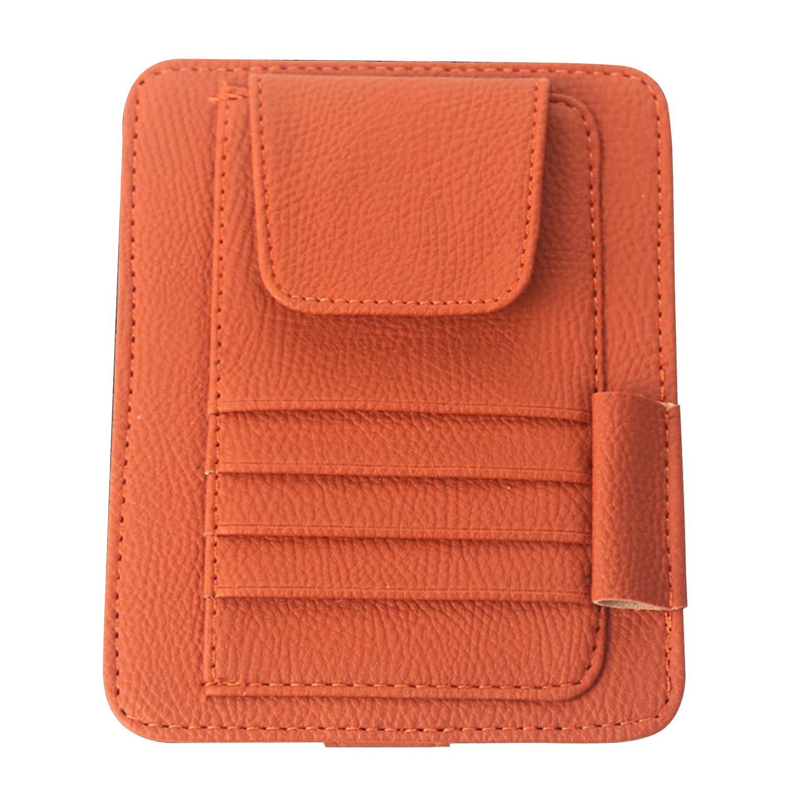 Decdeal Visor Storage Sunshade Sleeve Wallet PU Leather Storage Case Glasses Cards Organizer Clips Holder