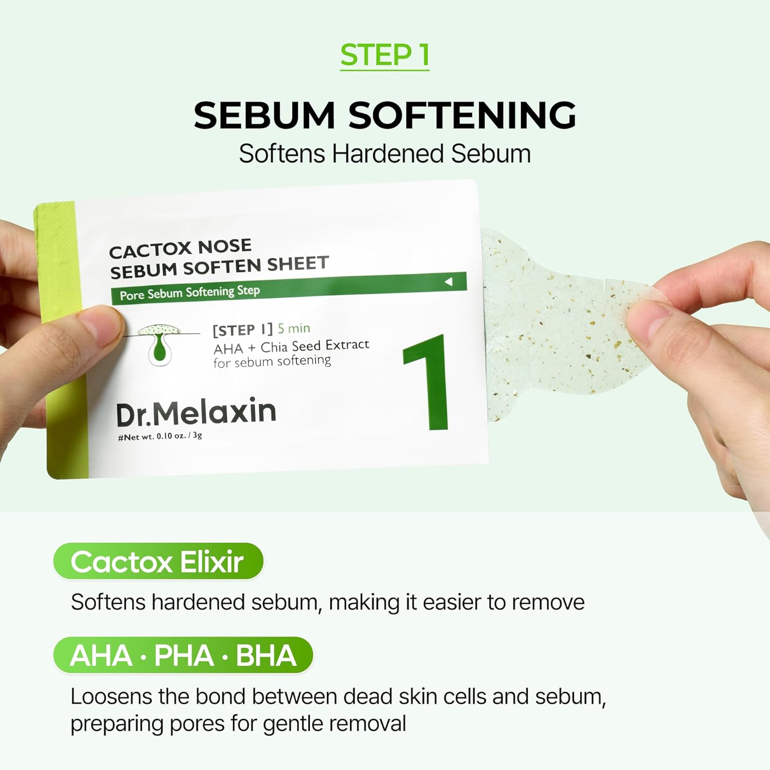 Dr.Melaxin CACTOX 3-STEP NOSE MASK PACK with AHA & PHA for Sebum Softening Pore Tightening Skin Repair 3-Step Nose Pore Pack - Image 6
