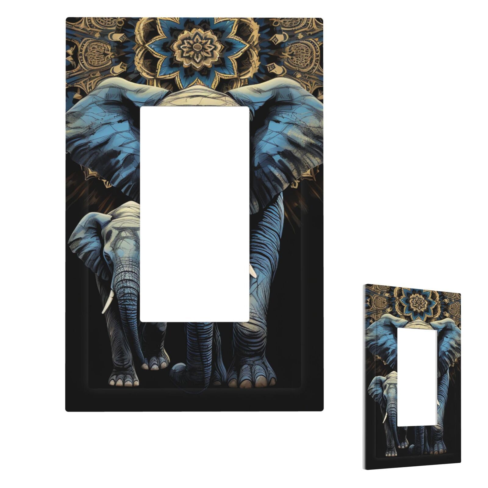 Two Elephants Wall Plate Cover Modern Decorative 1 Gang Light Switch Cover Unbreakable Receptacle Outlet Covers For Living Room Bedroom Home Decor 1 Gang