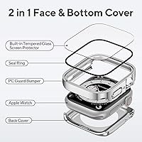 Vista 2 de Paquete de 4 fundas impermeables compatibles con Apple Watch de 1.575 pulgadas Series 6/5/4/SE con protector de pantalla de vidrio templado