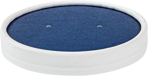 Restaurantware Bio Tek Blue Paper Soup Container Lids, 200 Disposable, 12 Ounce, Round, Modern Style, Airtight, Sold Separately