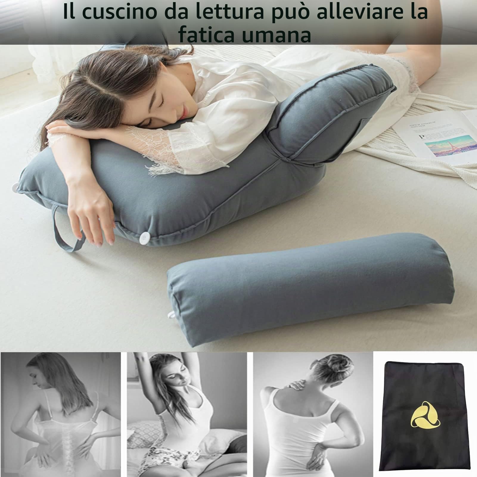 KKAIRA Cuscino da Lettura con braccioli,Cuscino per Letto,Cuscino Schienale Divano,con Cuscino per Il Collo a Rullo Staccabile,per Leggere/Rilassarsi/Guardare La TV 75 * 40 * 58CM(with headrest)