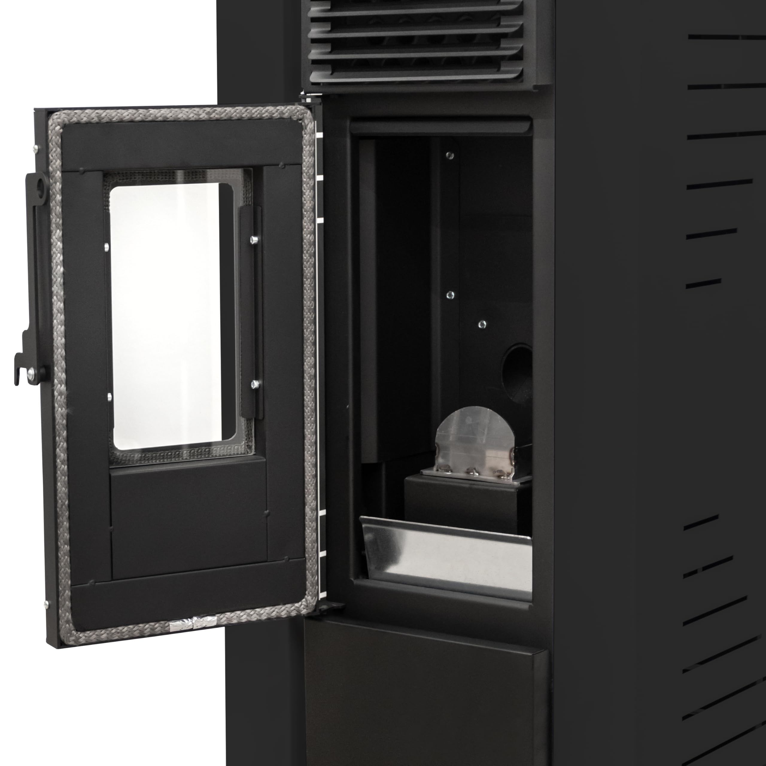 STUFE A PELLET ITALIA Qubo - Estufa de aire ventilada de 9 kW, eficiencia 91%, calienta 80 m², autonomía 21 h, programable, diseño compacto, 5 velocidades y potencia, color negro