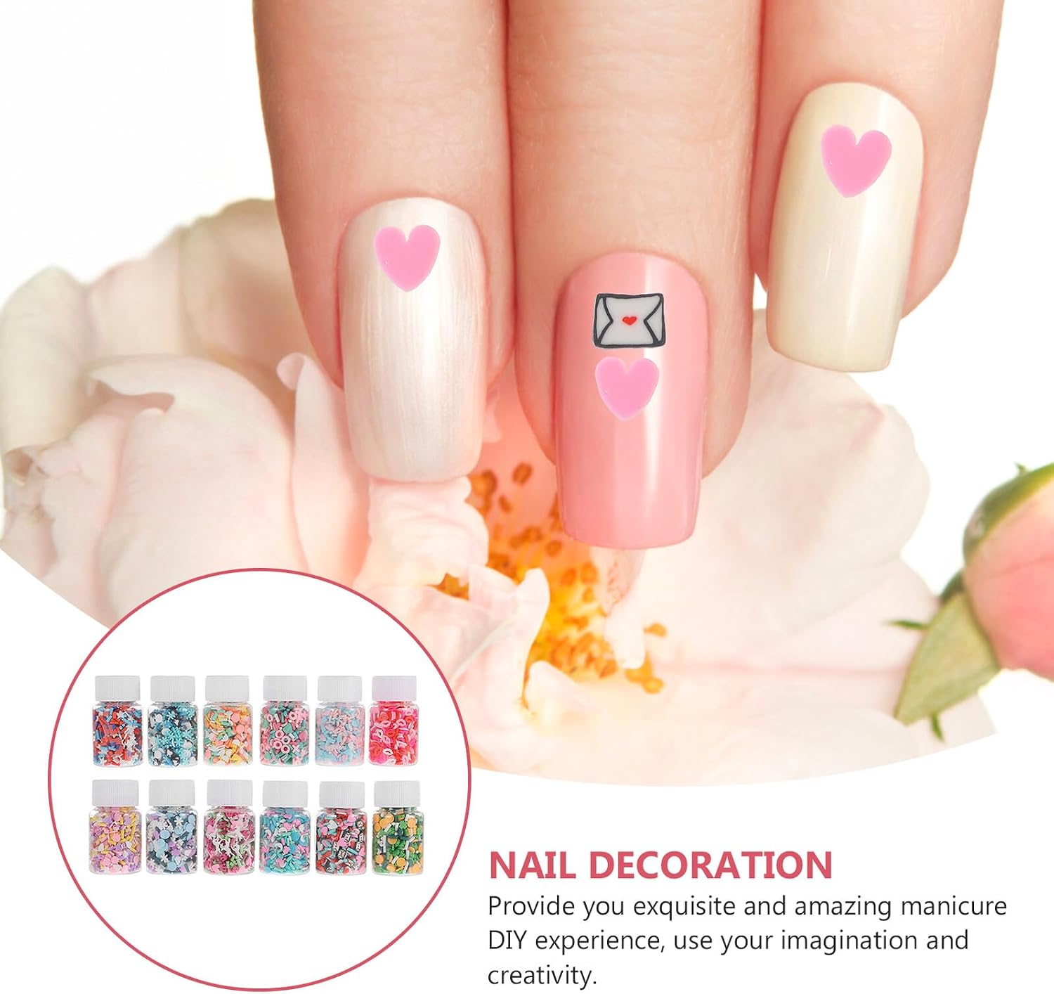 Didiseaon 12pcs Manicure Clay Nail Charms for Nail Art and Phone Case Decoration Soft Clay Slices with Various Designs Fine Workmanship Decor Accessories for DIY Crafts and Manicure