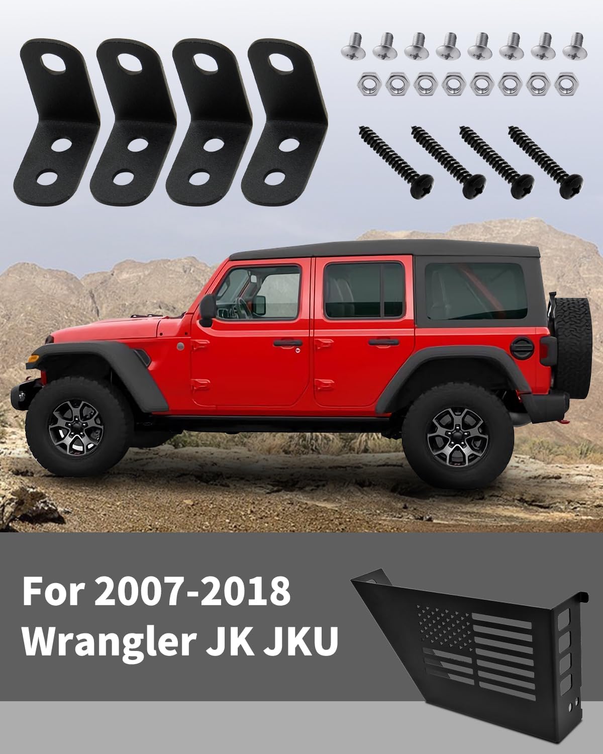 Metal Storage Boxes Compatible with 2007-2018 Jeep Wrangler JK JKU 2/4 Door, 2 Pack Front Door Side Insert Organizer Pockets for Jeep Saggy Net Replacement(Black)