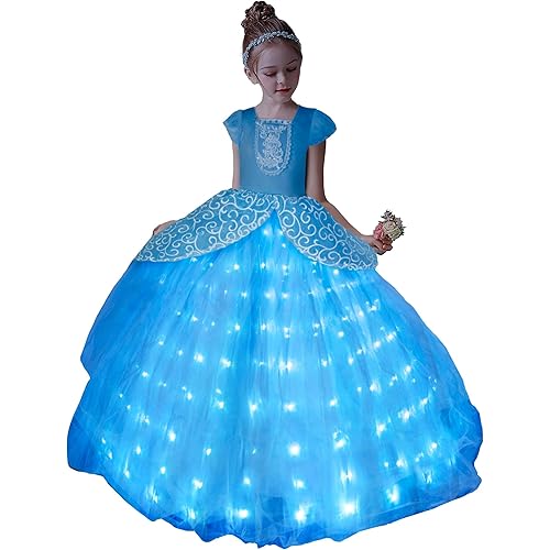 Princess Dress Up Clothes, Syncs with Music, App-Control, RGB LED Light Up Princess Dress for Girls with Accessories