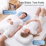 VYLEE Cervical Oreiller de cou pour soulager la douleur, support ergonomique de la mémoire de la mousse de cou avec couverture de refroidissement, oreiller de lit de contour orthopédique pour le dos somnifère, soulage le cou & Tension de l'épaule (bleu)