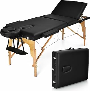 Massage Table 84inch/210cm Portable Massage Bed Aluminum Adjustable Massage Table 3 Folding Massage Bed Spa Bed Facial Cradle Salon Bed Tattoo Bed