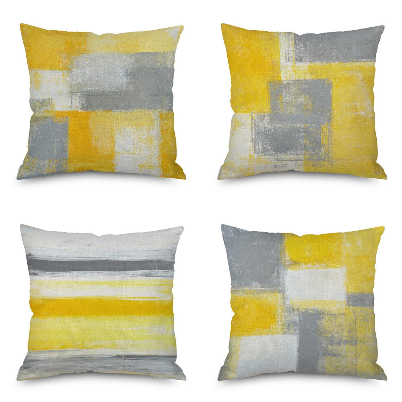 Housses de coussin de canapé déco 50x50cm lin lot de 4 taies lit