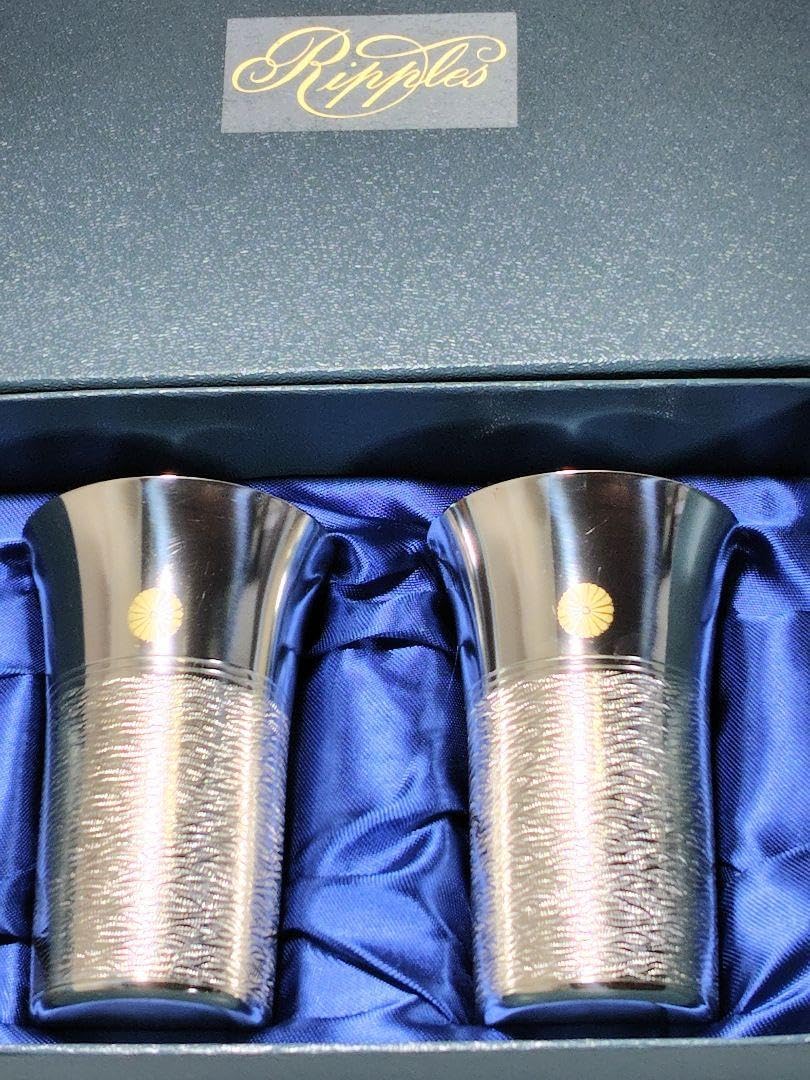 ❀品 銀製 ビールグラス タンブラー 真鍮 ブラスシルバー ２個 早川器物