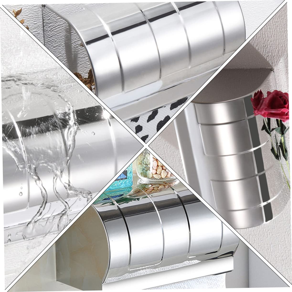 LIFKOME Portarotolo e Contenitore per Carta Igienica da Parete in Acciaio Inox Argento, senza Foratura, Facile da Lavare, per Bagno e Hotel