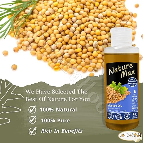 Miniatura 4 de Nature Max Aceite de mostaza Aceites esenciales puro natural sin diluir puro para el cabello, la piel, alimentos y cuidado de la cocina prensado en