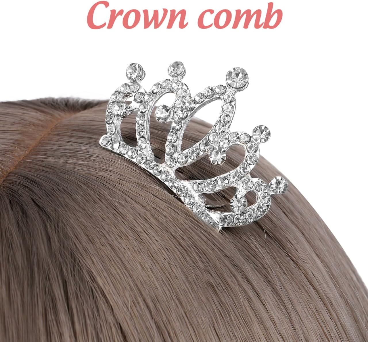 minkissy 4pcs Crown Comb Hair Clips Medium Girl Hair Clips Combs for Kids Cute Tiaras Small Rhinestone Tiara Mini Rhinestone Mini Tiara Crowns for Little Girls Kids Party Headdress Silver