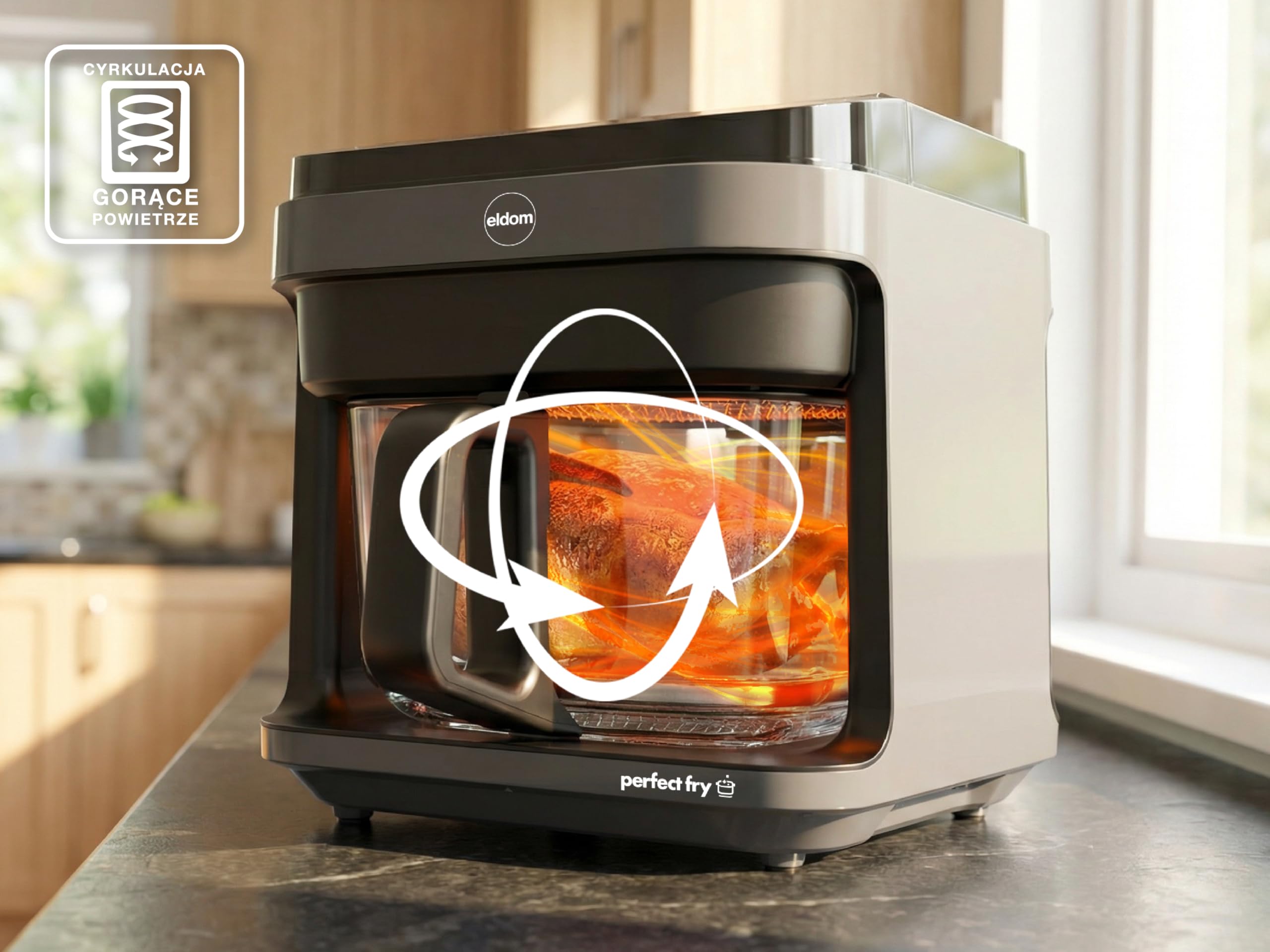 Freidora de aire caliente, 5,5 L, con recipiente de cristal, airfryer sin aceite, 1200 W, 8 programas, descongelación, pantalla táctil LED, 40 – 200 °C, incluye rejilla y alfombrilla de silicona