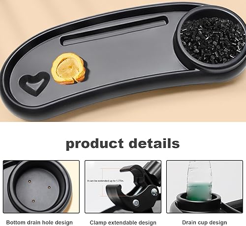 Miniatura 5 de Bandeja de aperitivos para carriola, carriola, bandeja de aperitivos con soporte para tazas y soporte para teléfono, bandeja universal para