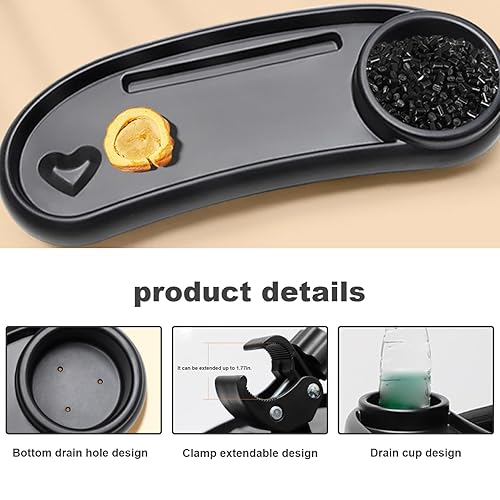 Miniatura 5 de Bandeja de aperitivos para carriola, carriola, bandeja de aperitivos con soporte para tazas y soporte para teléfono, bandeja universal para