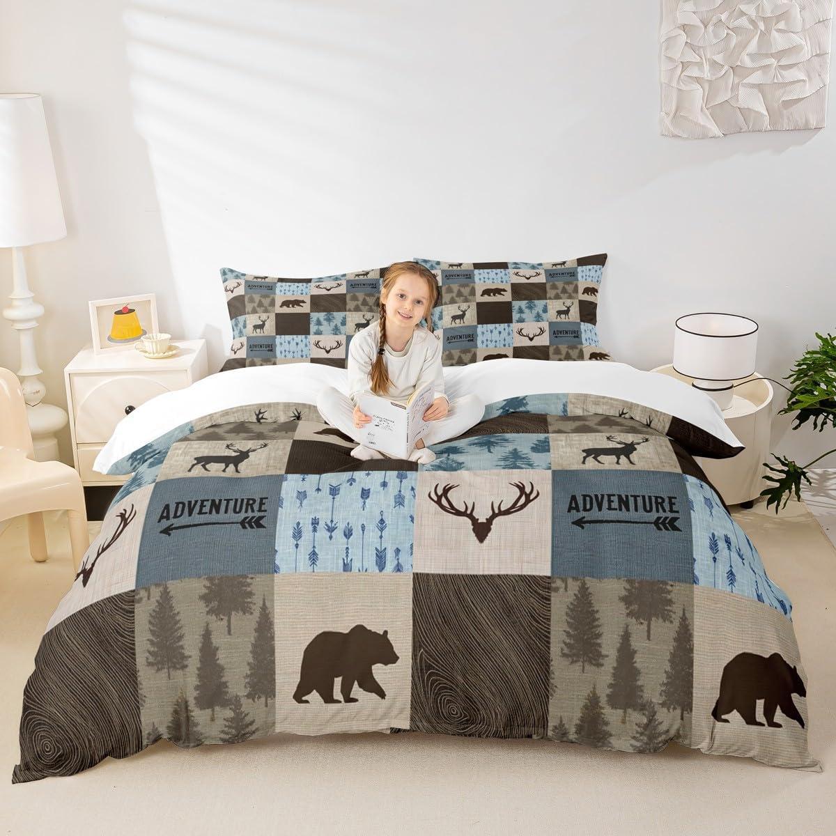 Leopard Print Kids Duvet Cover Set Queen Size,Boys Girls Adults Bedroom Decor,Black White Cow Fur Texture Comforter Cover,Abstract Animals Skin Bedding Set,Rustic Farmhouse Quilt Cover,2 Pillowcases