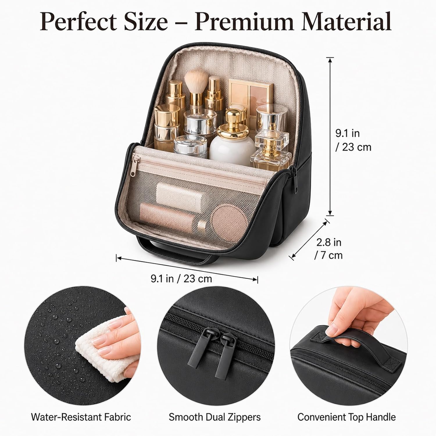 Fold Down Parallel Standing Makeup Cosmetic Bag Waterproof Travel image 5
