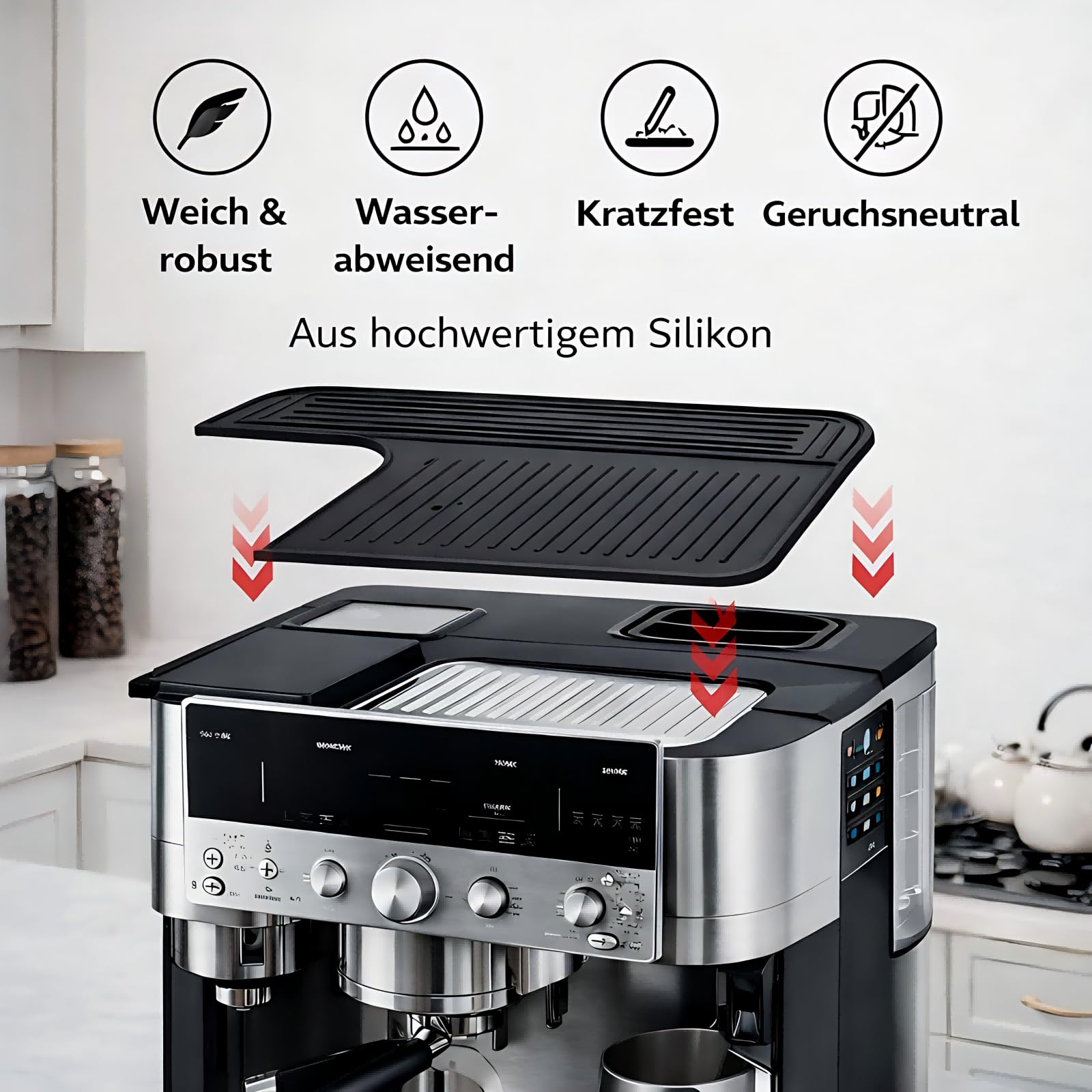 3-teiliges Ninja Luxe Café Zubehör Set kompatibel mit ES601EU & ES701EU – Kaffeemaschinen-Unterlage mit Bodenmatte, Obermatte & Kaffeetuch, rutschfest, wasserdicht, hitzebeständig