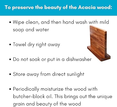 Miniatura 7 de BIRDROCK HOME Bloque magnético de madera para cuchillos  Almacenamiento de cuchillos de madera de acacia  Soporte magnético fuerte de doble cara