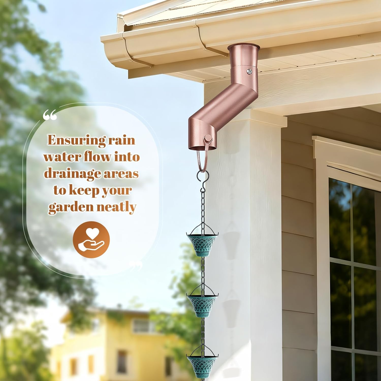 Tfro & Cile Rain Chain Gutter Adapter Rose Gold Installation Suit for Gutter Downspout Outlet