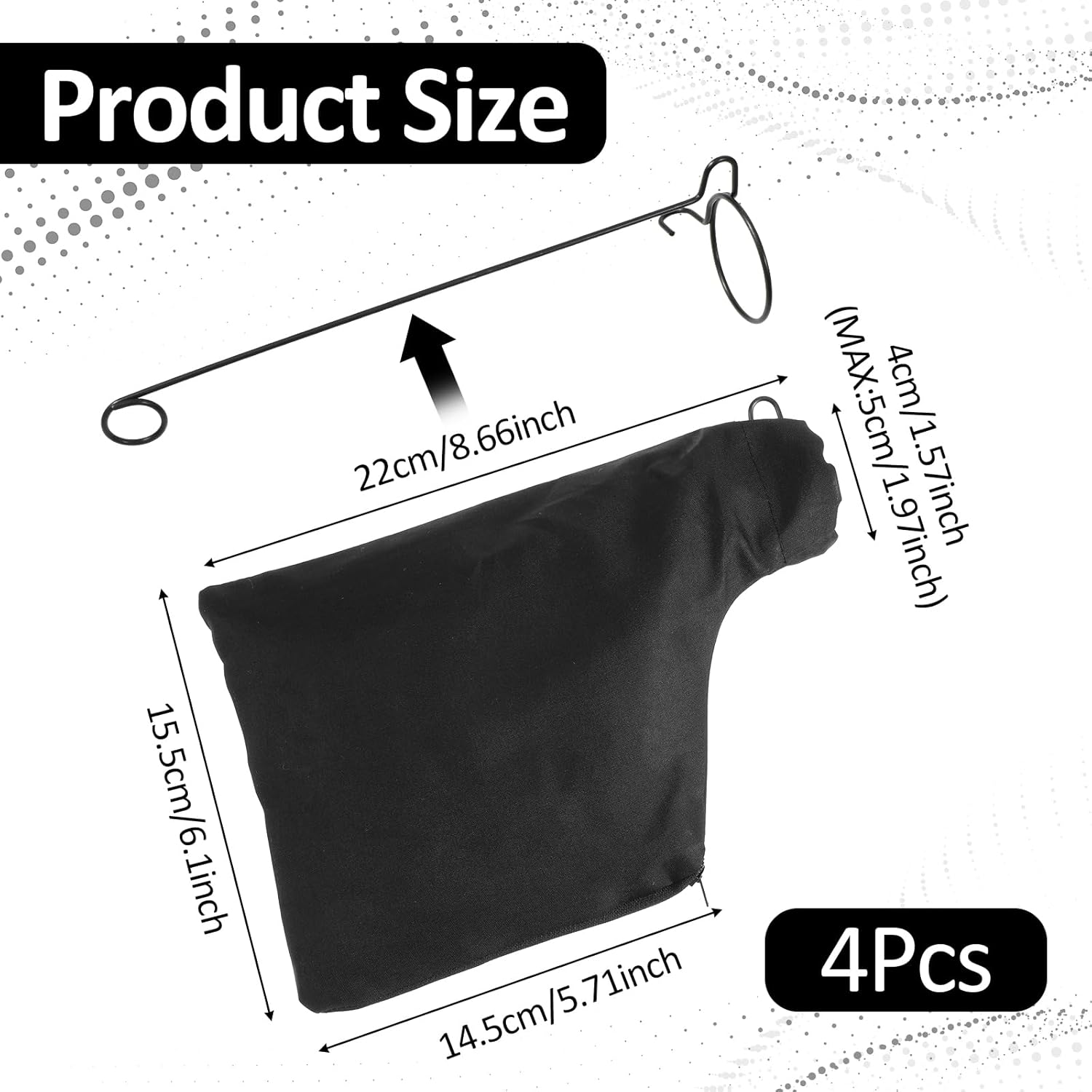 Ymapinc 4PCS Dust Collector Bags, Black Polyester Filter Bag with Steel Ring Opening for Table Saw, 225 Miter Saw Dust Collection Accessories
