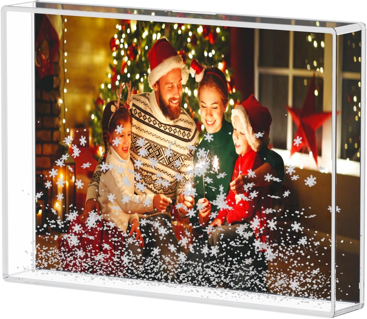 AITEE Glitter Picture Frame 4x6 Christmas Picture Frame Liquid Acrylic Photo Frames Snow Globe Cute Clear Tabletop Display Winter Decorations for Women Girls Couples Family Holiday Home Gifts 2024