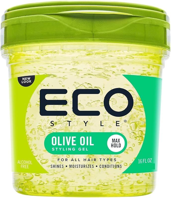 Eco Style Gel Peinado con aceite de oliva - Añade brillo y controla las puntas abiertas - Proporciona humedad al cuero cabelludo - Nutre y repara - Proporciona una sujeción superior e ingrávida - Ideal para todo el cabello - 8 oz
