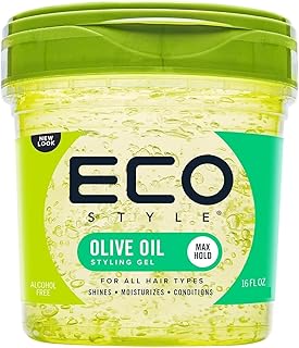Eco Style Gel de Aceite de Oliva para Peinar - Añade brillo y controla las puntas abiertas - Proporciona humedad al cuero cabelludo - Nutre y repara - Proporciona sujeción ligera y superior - Ideal
