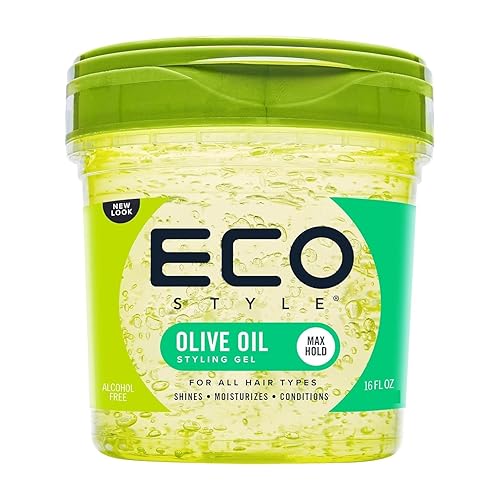 Eco Style Gel de Aceite de Oliva para Peinar - Añade brillo y controla las puntas abiertas - Proporciona humedad al cuero cabelludo - Nutre y repara
