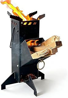 Portable Rocket Stove, Mini Wood Burning Camping Stove for Cooking Tools of Various Sizes Cooking with Stand Outdoor Backpacking Hiking BBQ Picnic,Black