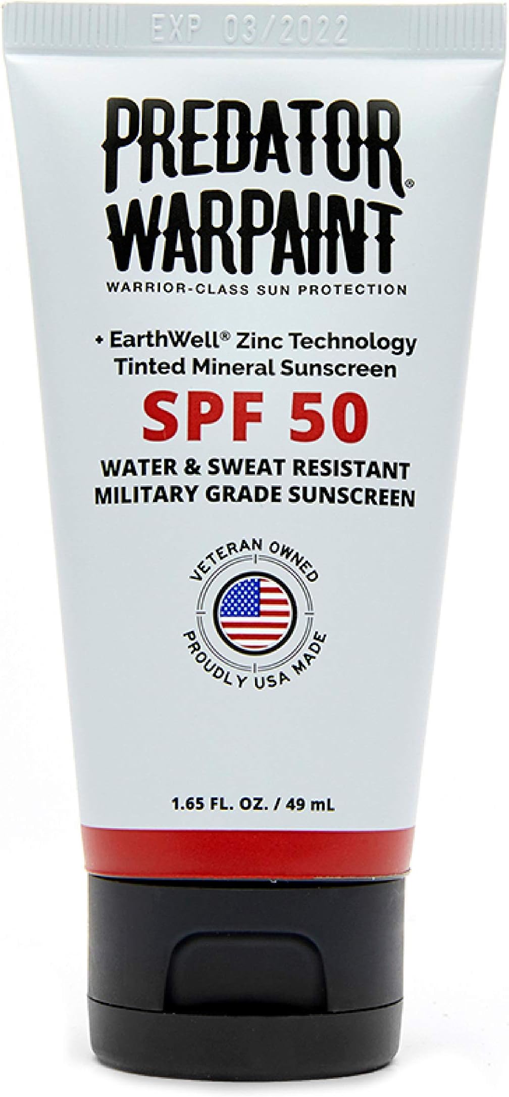 Predator Warpaint Tinted Mineral Sunscreen 1.65oz | Zinc Oxide, Reef Safe, Water Resistant, Broad Spectrum, Daily Use, Safe for Sensitive Skin