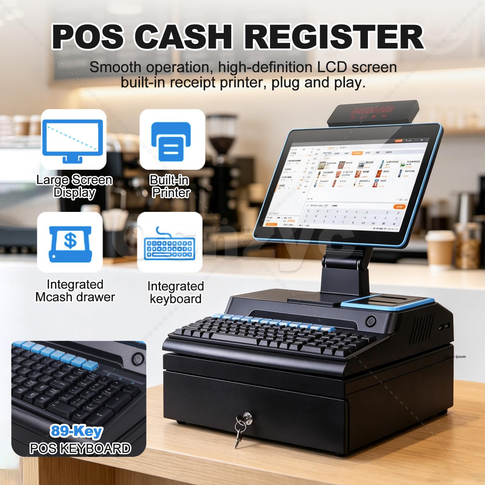 Pos-Kasse Mit Kassenschublade Für Kleine Unternehmen Blue-4+64GB
