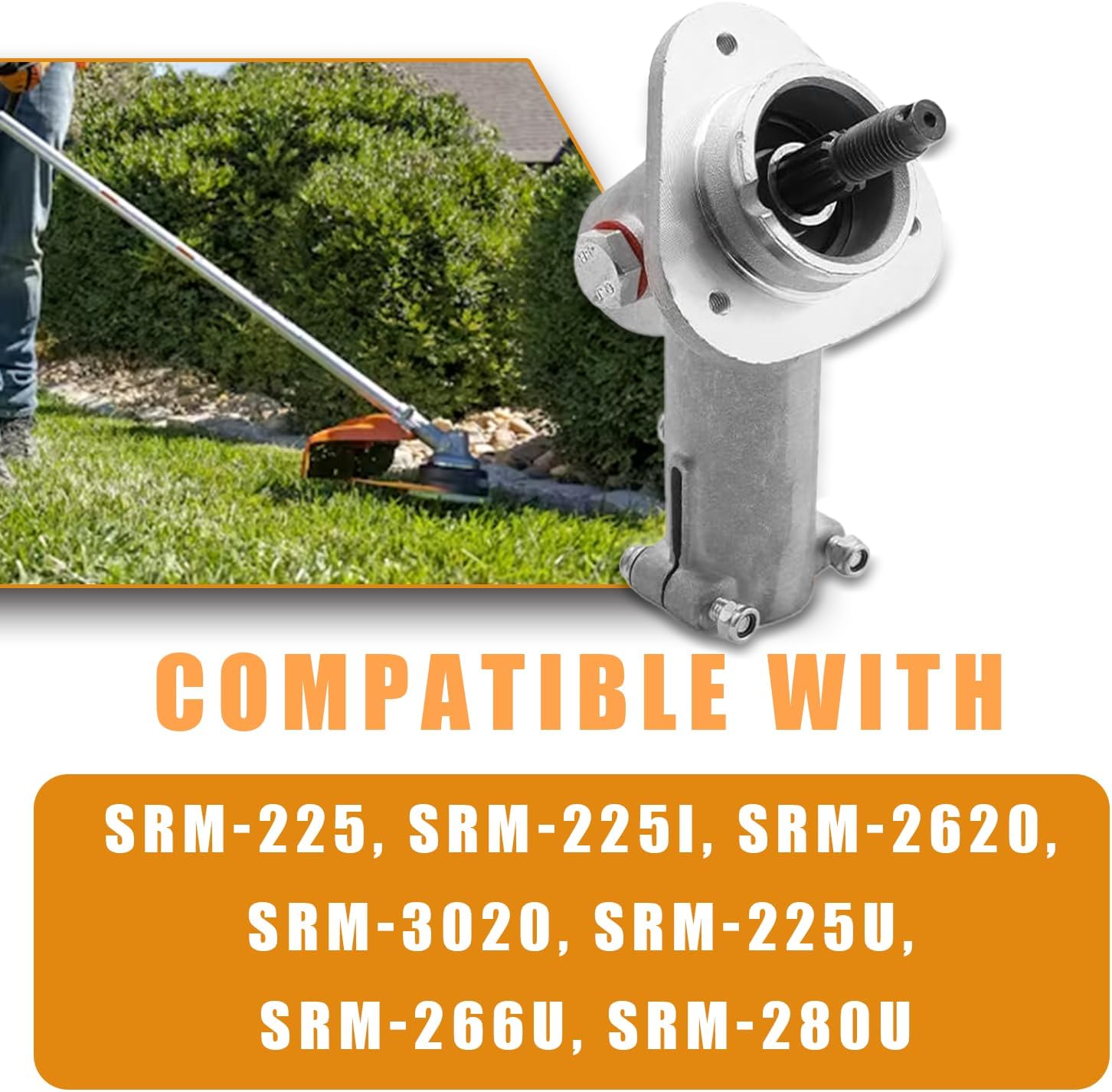 P021008182 Trimmer Gear Head Gearbox Head Replacement for Echo SRM-225 SRM-225i SRM-2620 SRM-3020 SRM-225U SRM-266U SRM-280U for Weed Eater Brush Cutter Replace 99944200907 P021053950